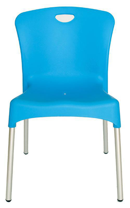 blue plastic stacking chairs
